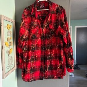 Vibrant Red and Black Plaid Men's Shirt